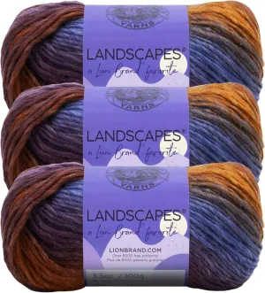 Lion Brand Yarn Landscapes - Multicolor Yarn for Knitting & Crocheting, 3-Pack Mountain Range