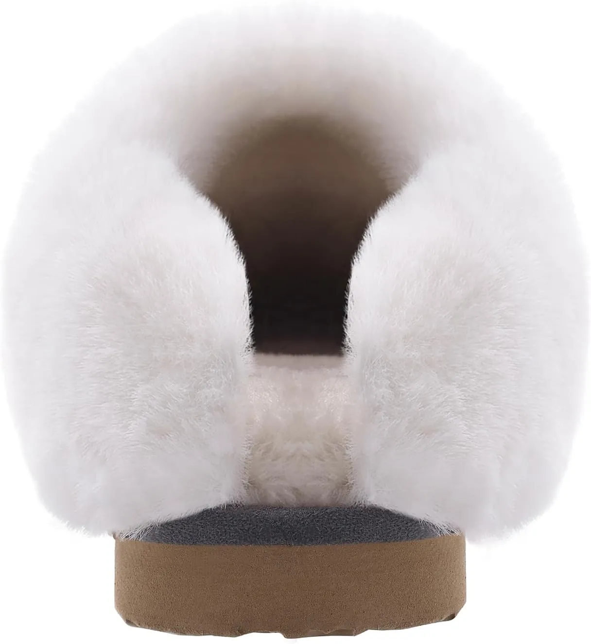 Litfun Fuzzy House Slippers for Women Fluffy Memory Foam Suede Slippers with Faux Fur Collar Indoor Outdoor