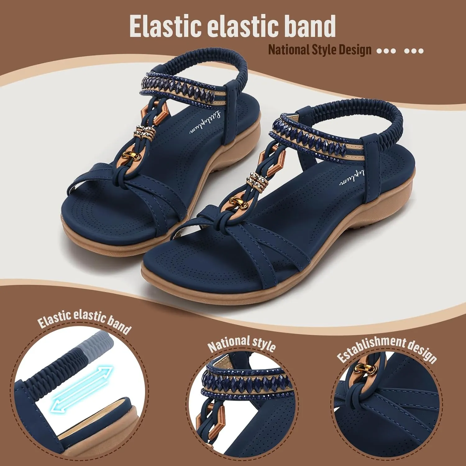 Littleplum Womens Sandals Comfort Arch Support Sandals Summer Walking Shoes Casual Ankle Elastic Flip Flops Shoes