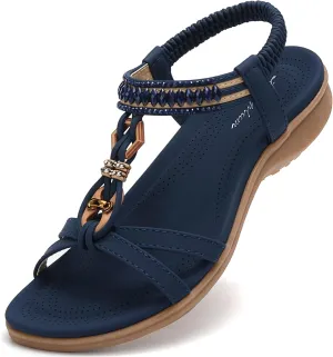 Littleplum Womens Sandals Comfort Arch Support Sandals Summer Walking Shoes Casual Ankle Elastic Flip Flops Shoes