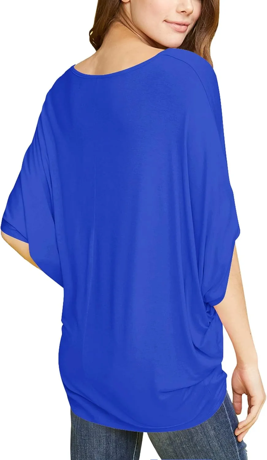 Made By Johnny Women's Scoop Neck Half Sleeve Batwing Dolman Top - Plus Size