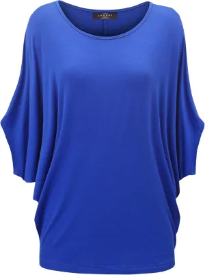 Made By Johnny Women's Scoop Neck Half Sleeve Batwing Dolman Top - Plus Size