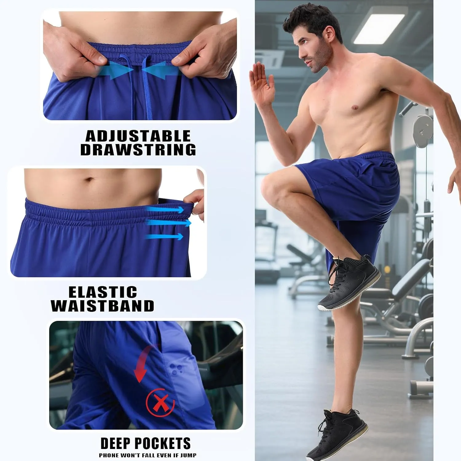 Mans Athletic Gym Shorts - Quick Dry Lightweight Training Shorts