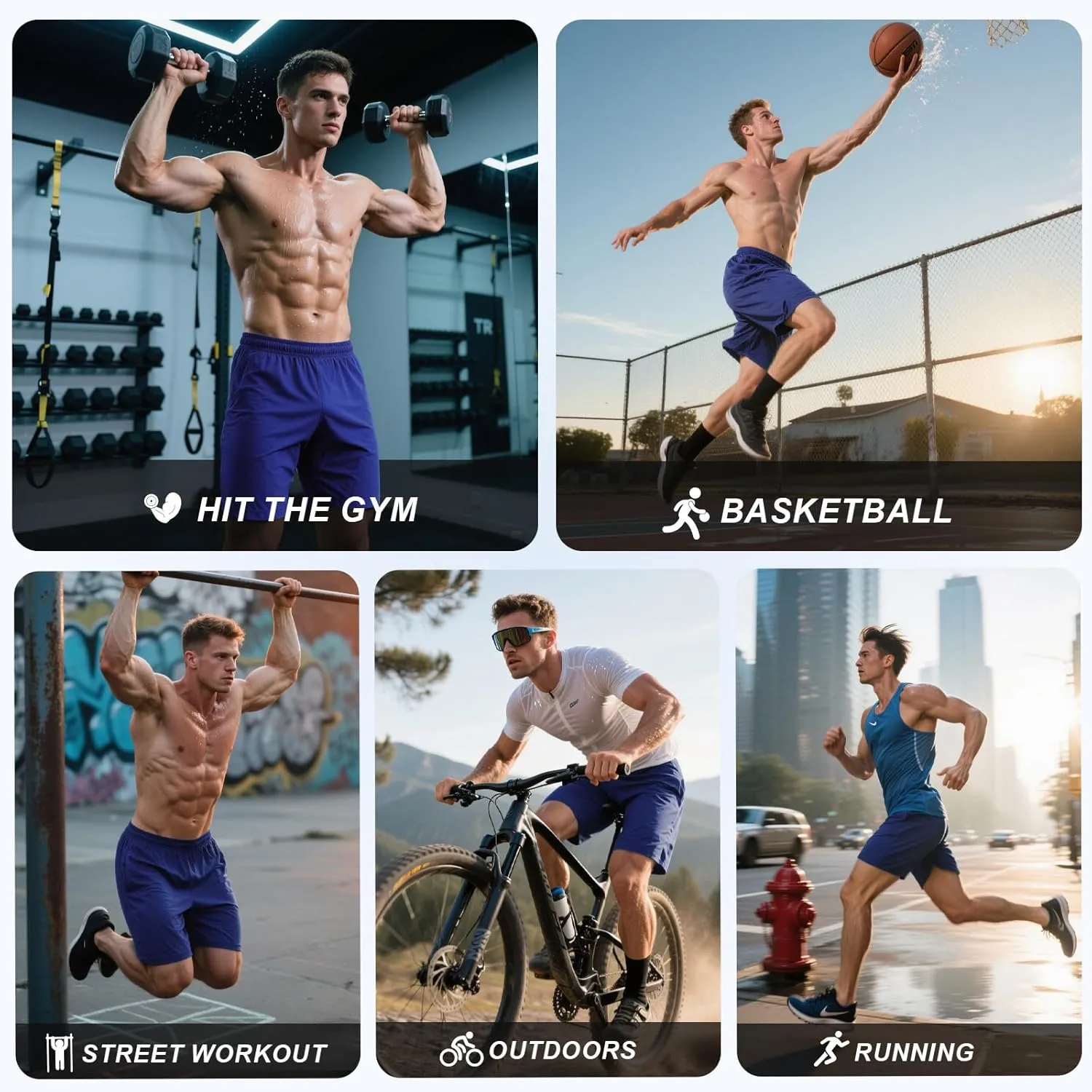 Mans Athletic Gym Shorts - Quick Dry Lightweight Training Shorts