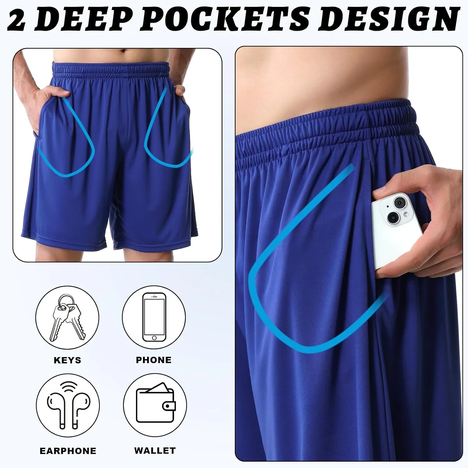 Mans Athletic Gym Shorts - Quick Dry Lightweight Training Shorts