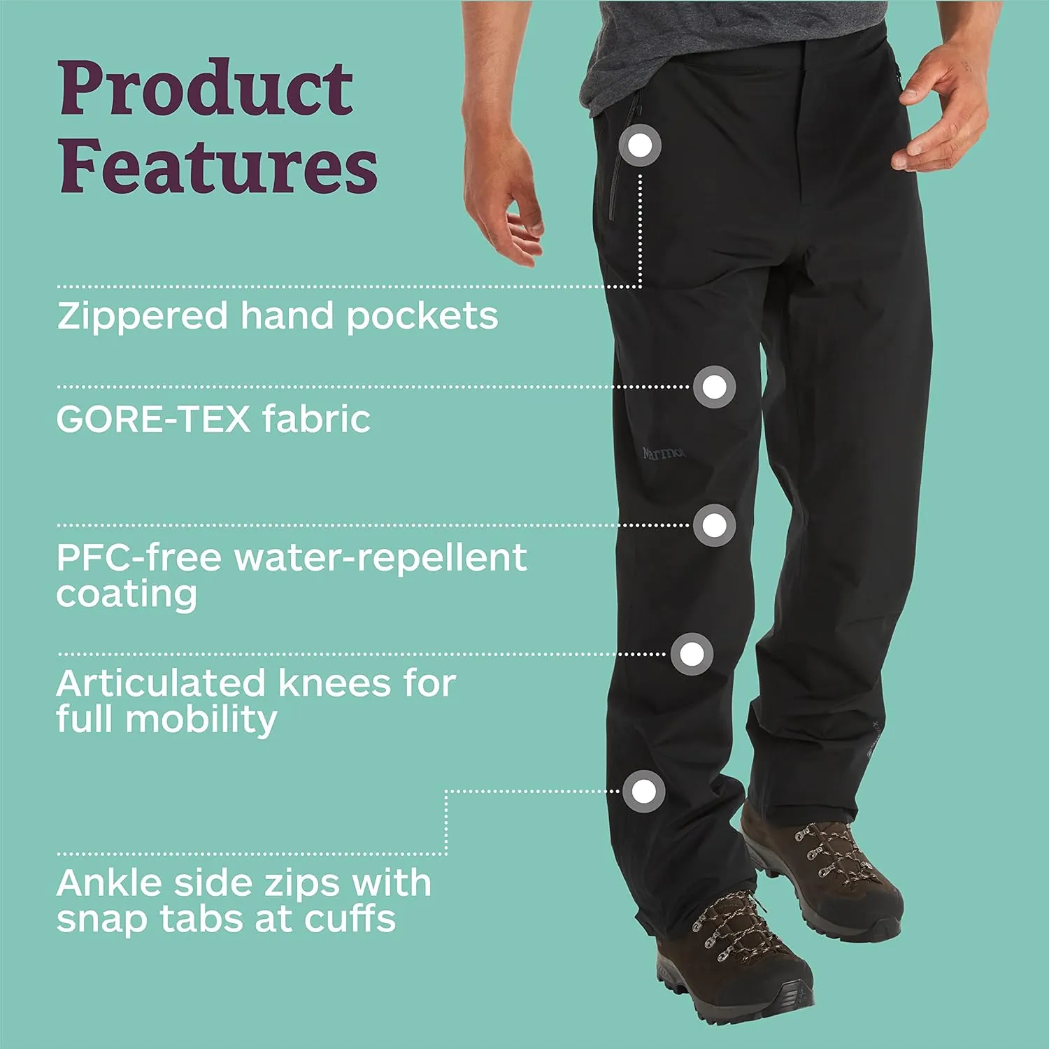MARMOT Men's Gore-TEX Minimalist Rain Pant - Packable, Breathable, Durable Wind & Water Protection
