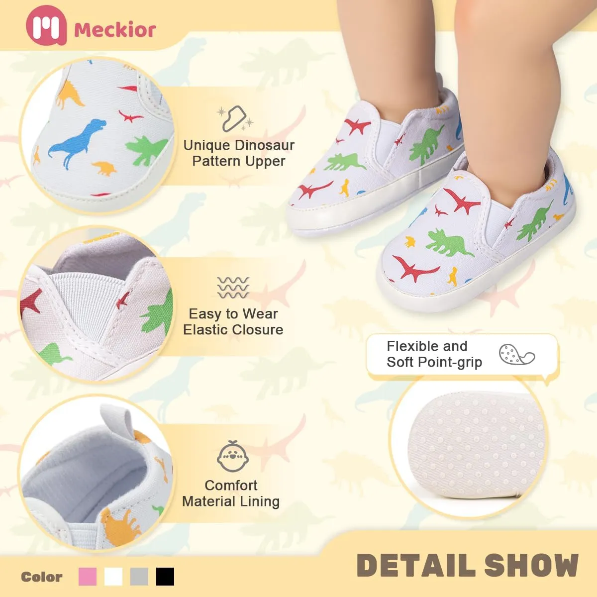 Meckior Infant Baby Girls Boys Canvas Shoes Soft Sole Toddler Slip On Newborn Crib Moccasins Casual Sneaker Austin Boy's Flat Lazy Loafers First Walkers Skate Shoe