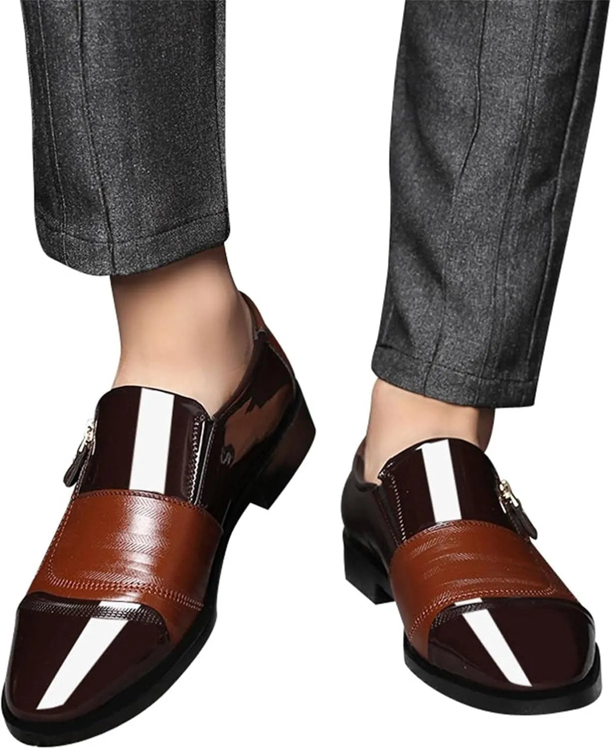 Men Shoes Boots Leather Classical Style Men's Breathable Hollow Business Casual Pointed Shoes Combers (Brown, 11.5)