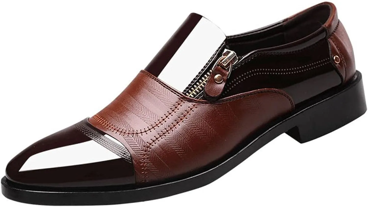 Men Shoes Boots Leather Classical Style Men's Breathable Hollow Business Casual Pointed Shoes Combers (Brown, 11.5)