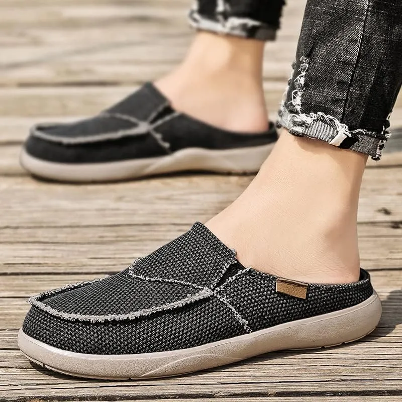 Mens Canvas Slippers Slip On Casual Loafers Shoes Outdoor Indoor House Slipper for Men Slide Clog