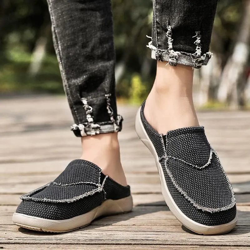 Mens Canvas Slippers Slip On Casual Loafers Shoes Outdoor Indoor House Slipper for Men Slide Clog