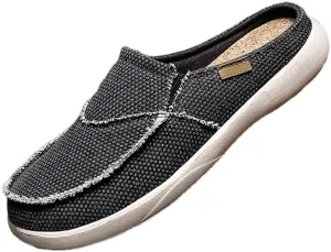 Mens Canvas Slippers Slip On Casual Loafers Shoes Outdoor Indoor House Slipper for Men Slide Clog