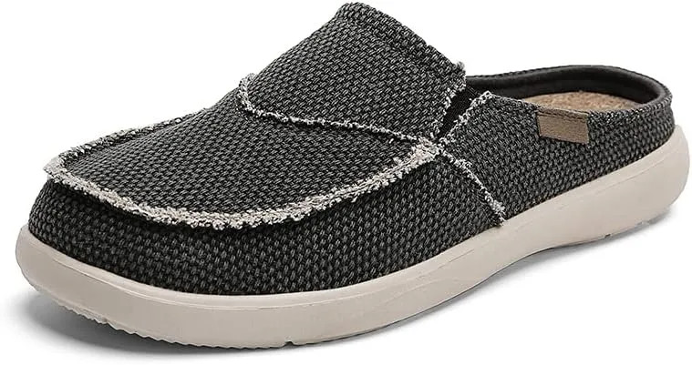 Mens Canvas Slippers Slip On Casual Loafers Shoes Outdoor Indoor House Slipper for Men Slide Clog