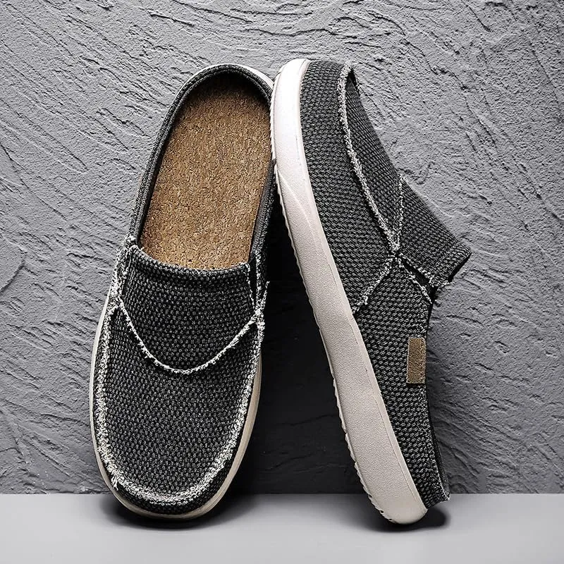 Mens Canvas Slippers Slip On Casual Loafers Shoes Outdoor Indoor House Slipper for Men Slide Clog