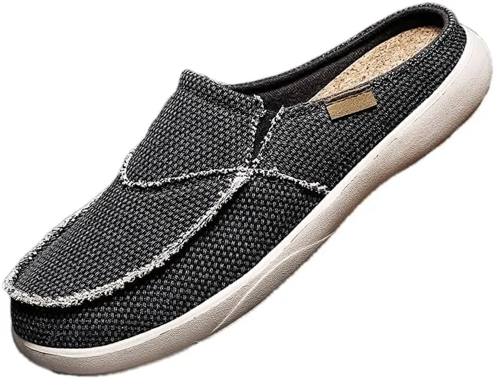 Mens Canvas Slippers Slip On Casual Loafers Shoes Outdoor Indoor House Slipper for Men Slide Clog