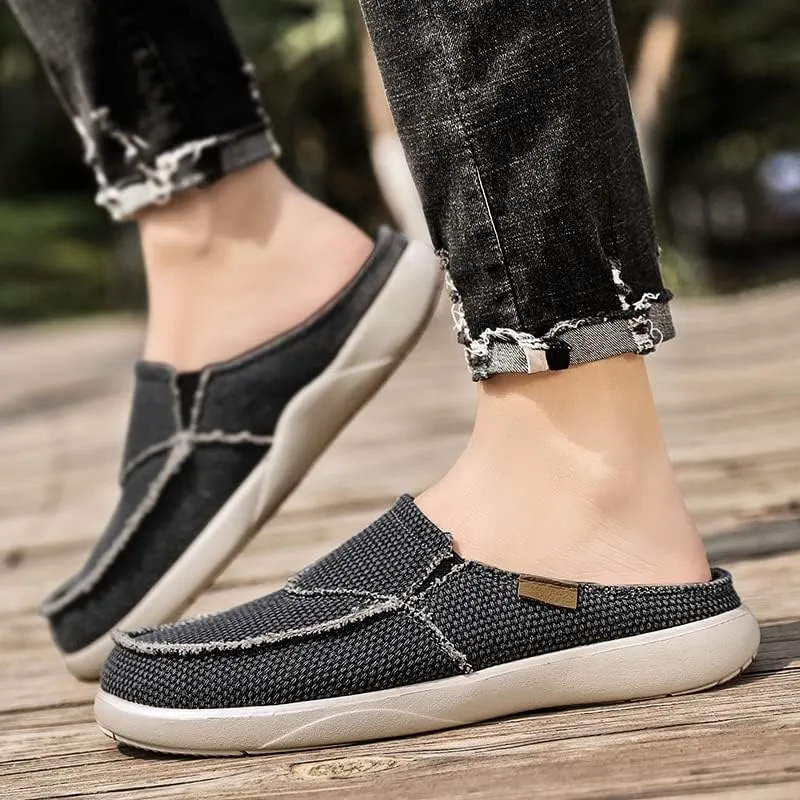Mens Canvas Slippers Slip On Casual Loafers Shoes Outdoor Indoor House Slipper for Men Slide Clog