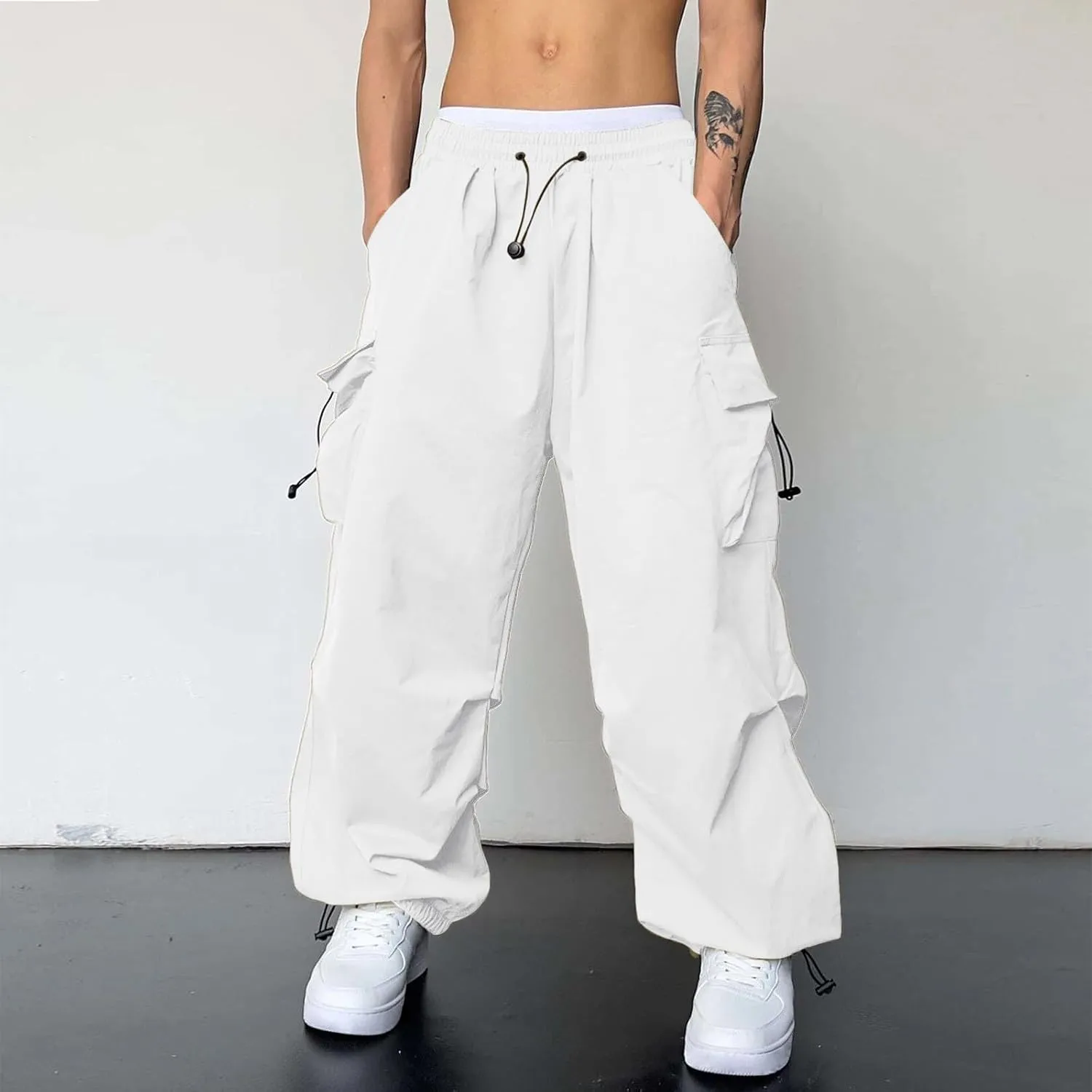Mens Cargo Pants Casual Baggy Joggers Athletic Parachute Pant Loose Fit Sweatpants with Pockets Y2K Streetwear