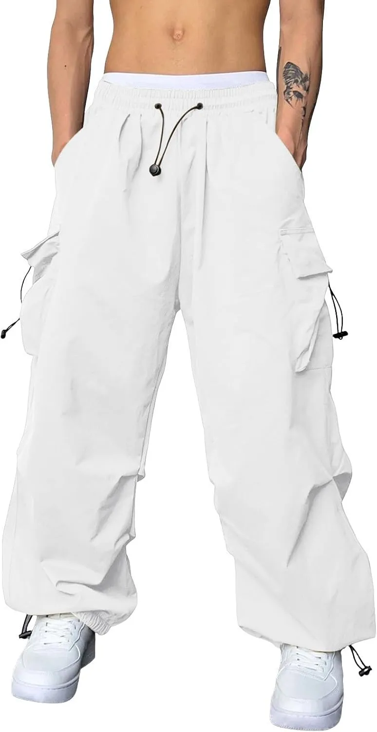 Mens Cargo Pants Casual Baggy Joggers Athletic Parachute Pant Loose Fit Sweatpants with Pockets Y2K Streetwear