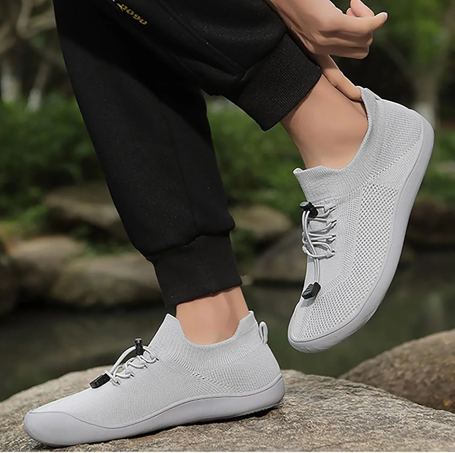 Mens Dress Shoes Casual Oxfords Shoes Knit Lightweight Tennis Shoes Womens Comfort Casual Work Shoes White Platform Sneakers Steel Toe Tennis Shoe Cross Trainer Shoe