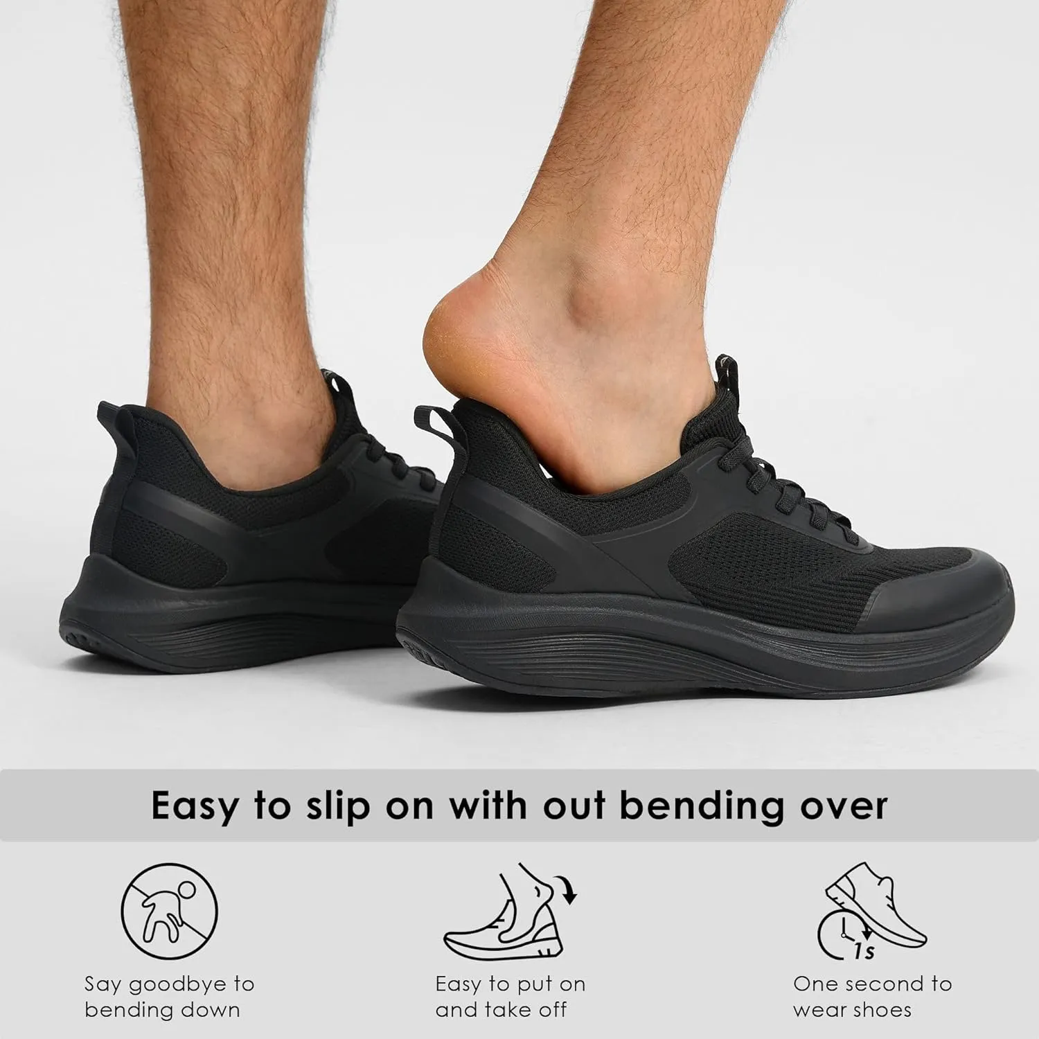 Men's Hands Free Slip On Walking Shoes Comfortable Breathable Casual Shoes for Men Knit Tennis Sneaker