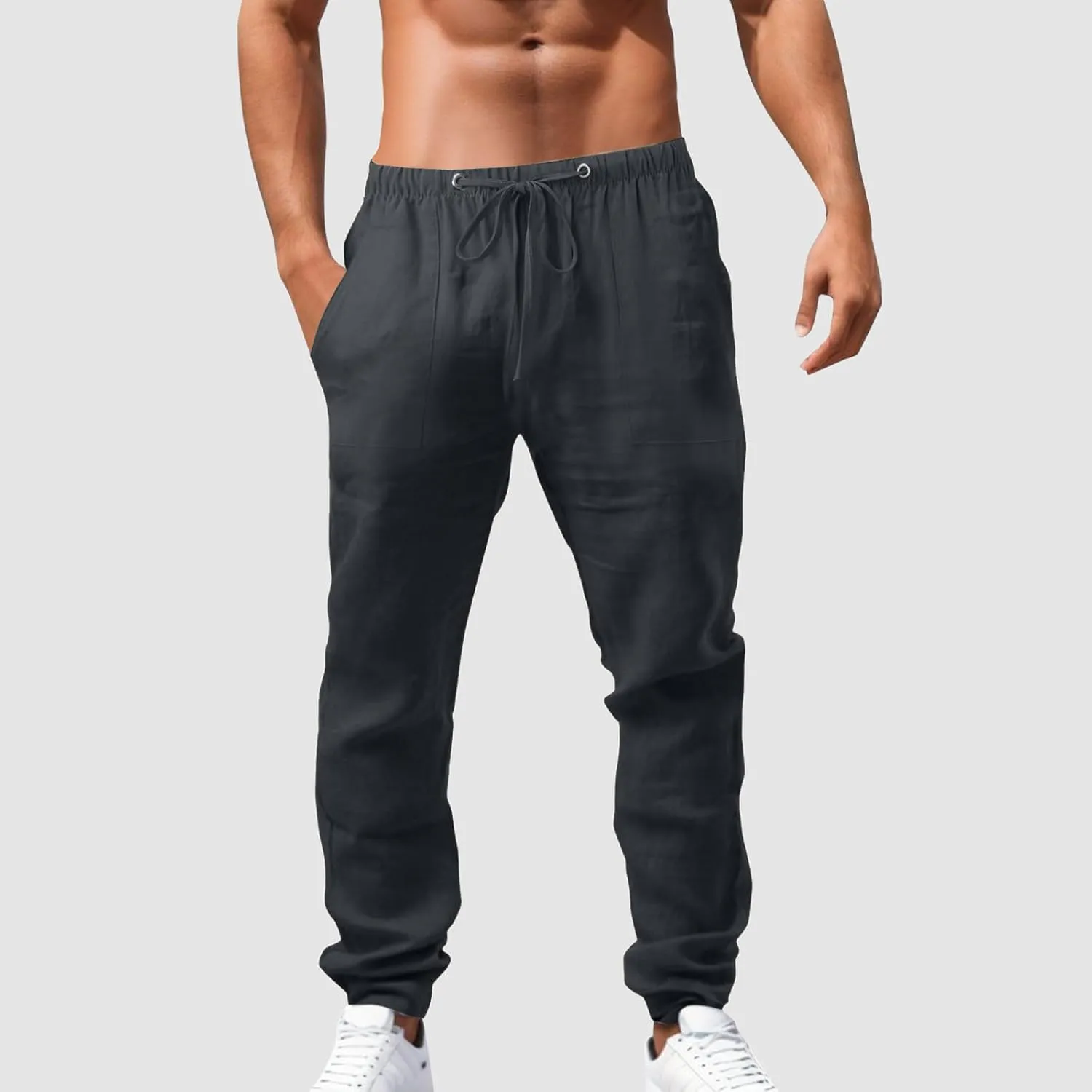 Men's Jogging Pants Casual Jogger Workout Gym Sweatpants Straight Leg Elasticated Waist Cargo Work Pant