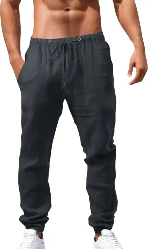 Men's Jogging Pants Casual Jogger Workout Gym Sweatpants Straight Leg Elasticated Waist Cargo Work Pant