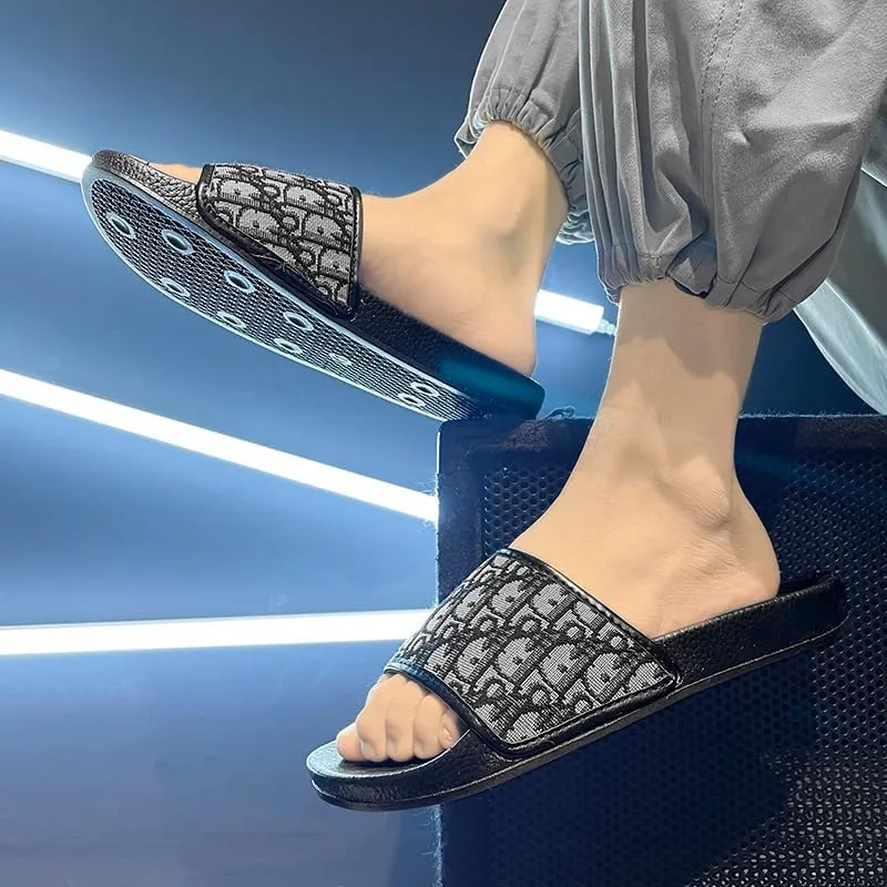 Men's Open Toe Casual Sports Slippers for Indoor/Outdoor Use - Breathable Lightweight Slide Slippers, Stylish Beach and House Shoes