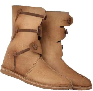 Mens Renaissance Boots Lace Up Medieval Cosplay Western Pirate Viking Tied Halloween Flat Tied Shoes
