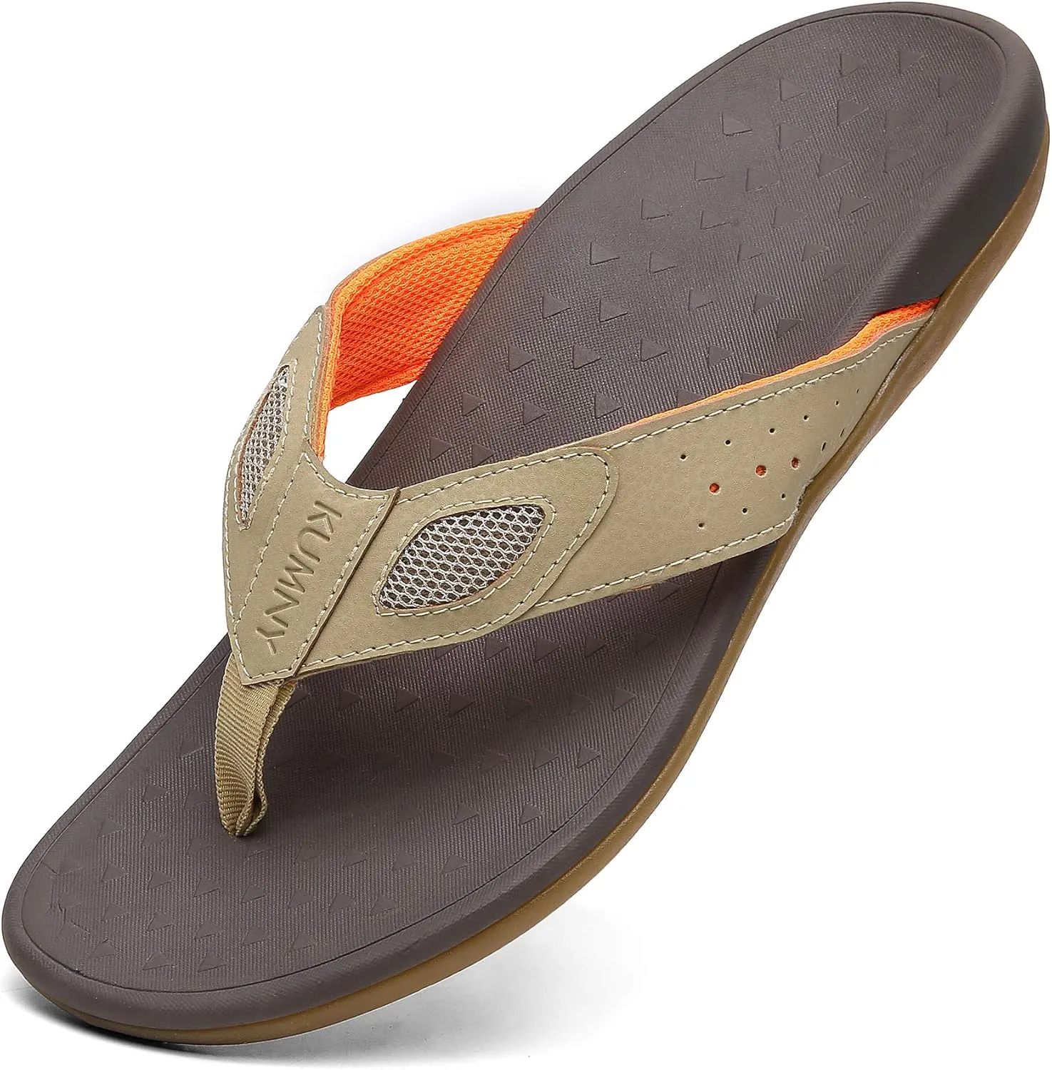 Mens Sandals with Arch Support Orthotic Flip Flops for Plantar Fasciitis Flat Feet Indoor Outdoor Beach Slippers