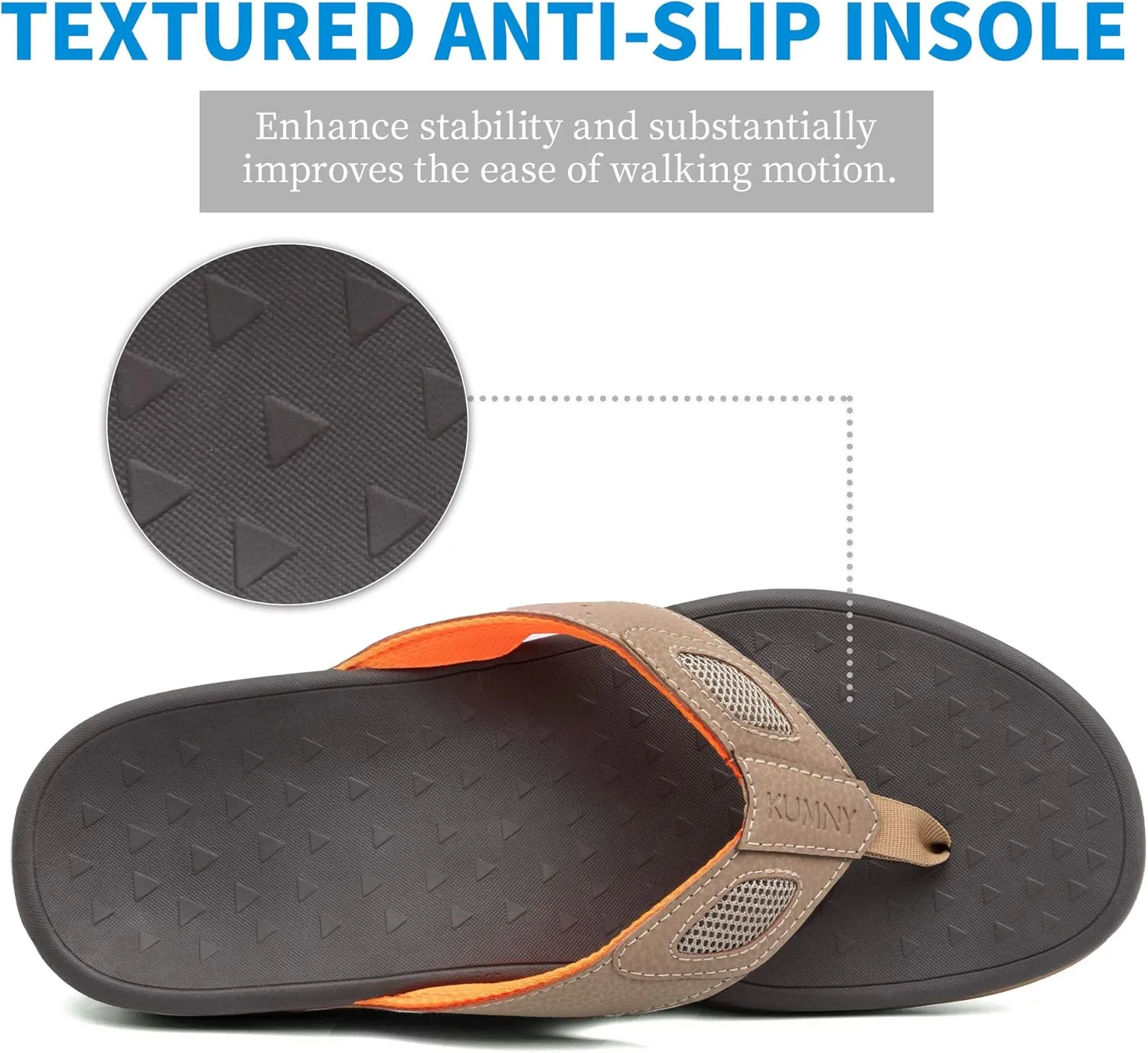 Mens Sandals with Arch Support Orthotic Flip Flops for Plantar Fasciitis Flat Feet Indoor Outdoor Beach Slippers