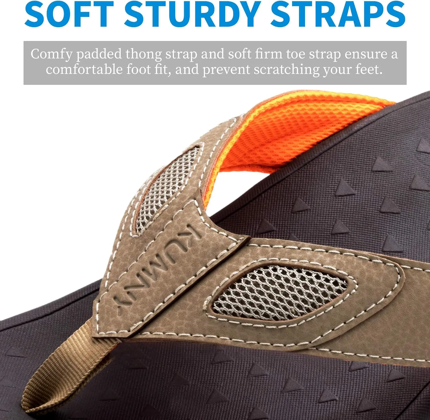 Mens Sandals with Arch Support Orthotic Flip Flops for Plantar Fasciitis Flat Feet Indoor Outdoor Beach Slippers