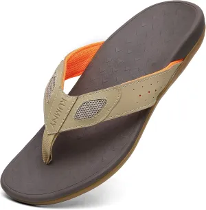 Mens Sandals with Arch Support Orthotic Flip Flops for Plantar Fasciitis Flat Feet Indoor Outdoor Beach Slippers