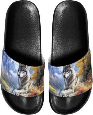 Mens Slide Sandal Slippers Open Toe Flat Slides House Slippers Shower Sandals for Home Beach Pool