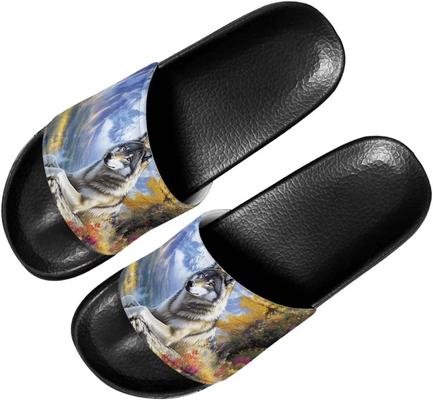 Mens Slide Sandal Slippers Open Toe Flat Slides House Slippers Shower Sandals for Home Beach Pool