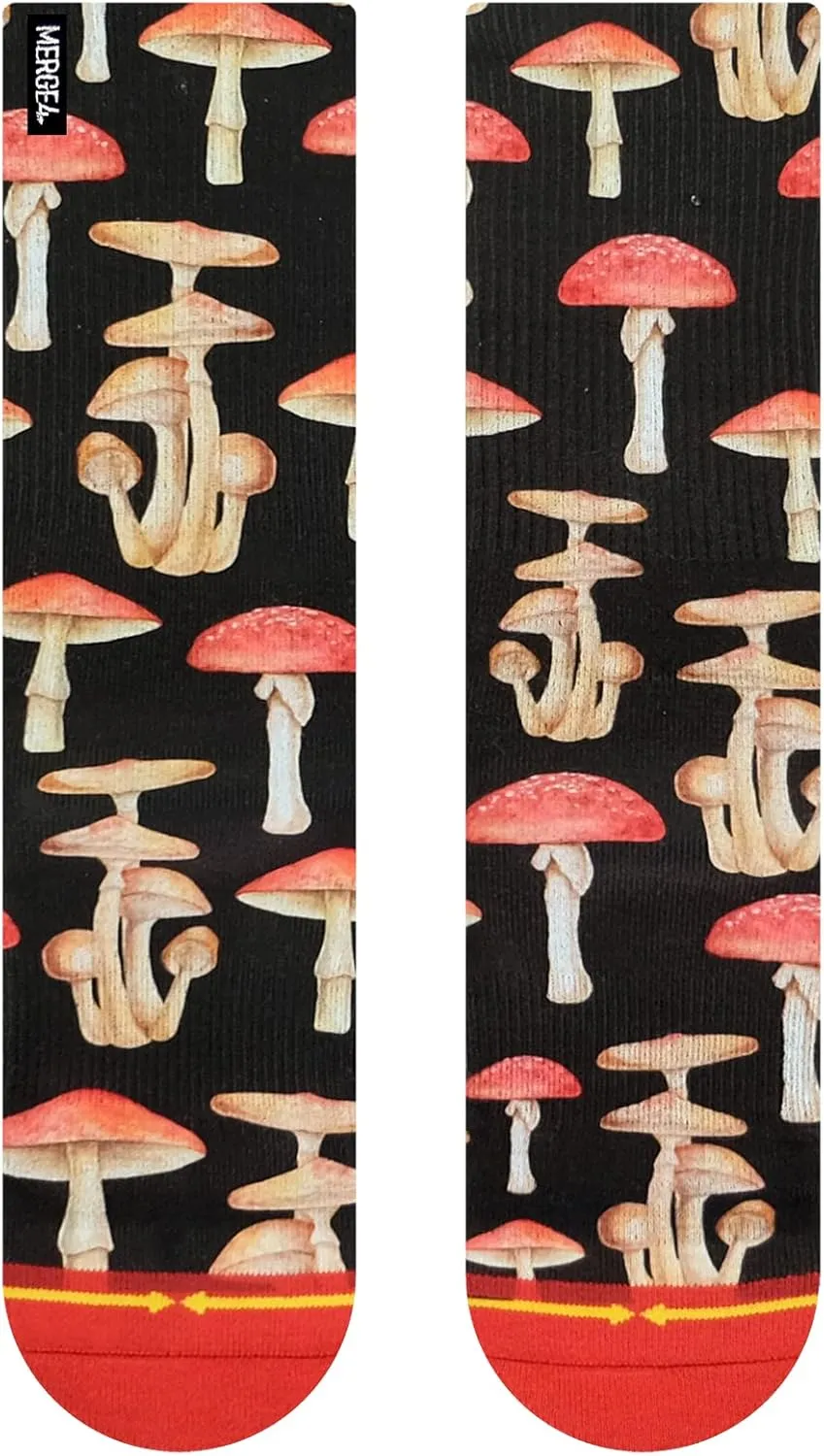 MERGE4 Hanna Minck Mushroom Crew Socks for Men and Women Comfortable Compression Awesome Moisture Wicking Socks