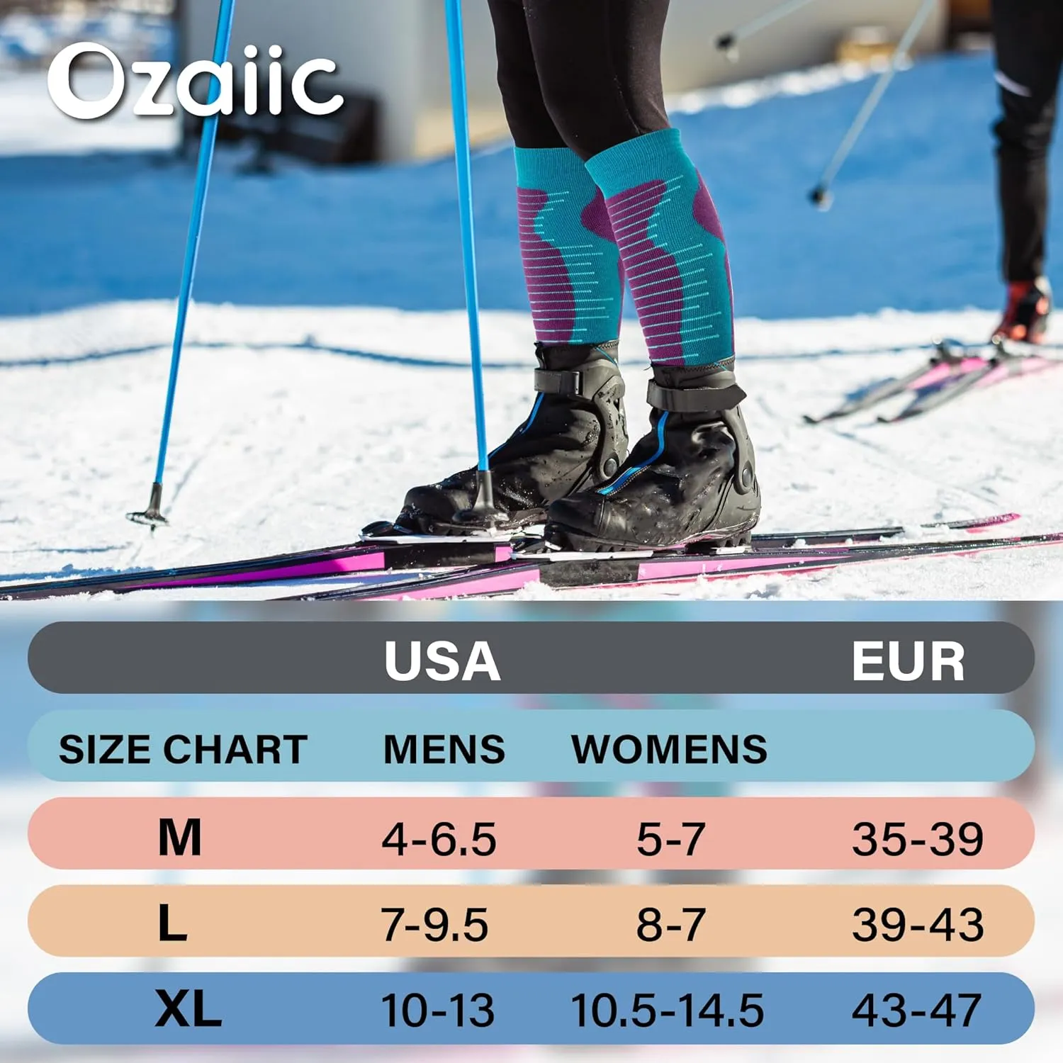 Merino Wool Ski Socks Mens Womens 2 Pairs for Skiing, Snowboarding, Thermal Knee High Winter Warm Sports Performance Socks