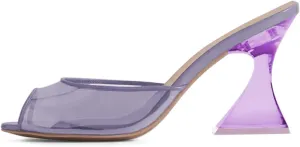 Milooey shoes Womens Open Peep Toe Mules High Chunky Heels Sexy Slip On Walking Sandals Summer Party Dress Slide Shoes Size 4-16 US