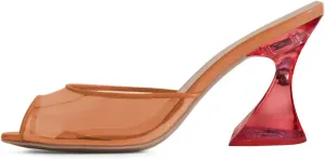 Milooey shoes Womens Open Peep Toe Mules High Chunky Heels Sexy Slip On Walking Sandals Summer Party Dress Slide Shoes Size 4-16 US