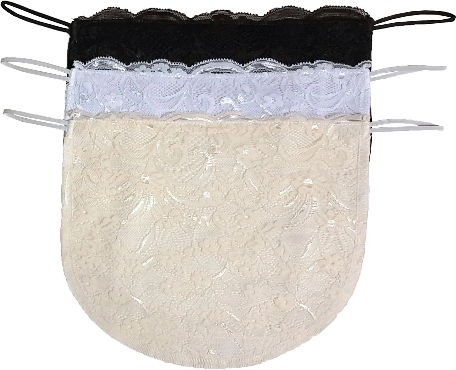 Modesty Panel Cleavage Cover Soft Lace on Silky Poly 5 Sizes