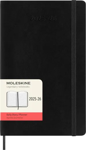 Moleskine Classic 18 Month 2025-2026 Daily Planner, Soft Cover, Large (5" x 8.25"), Black, 608 pages