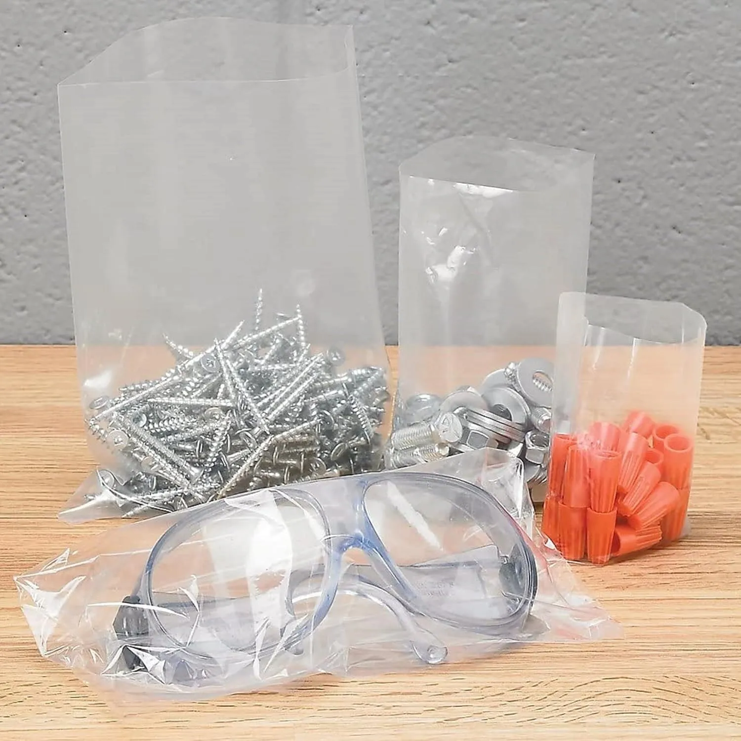 Multiple Sizes Clear Flat Poly Bags, 1.5Mil 7" X 9" & 100 Bags | Low-Density Polyethylene (LDPE), Flat Open Top Plastic Packaging Packing | Flexible and Durable Plastic Bags