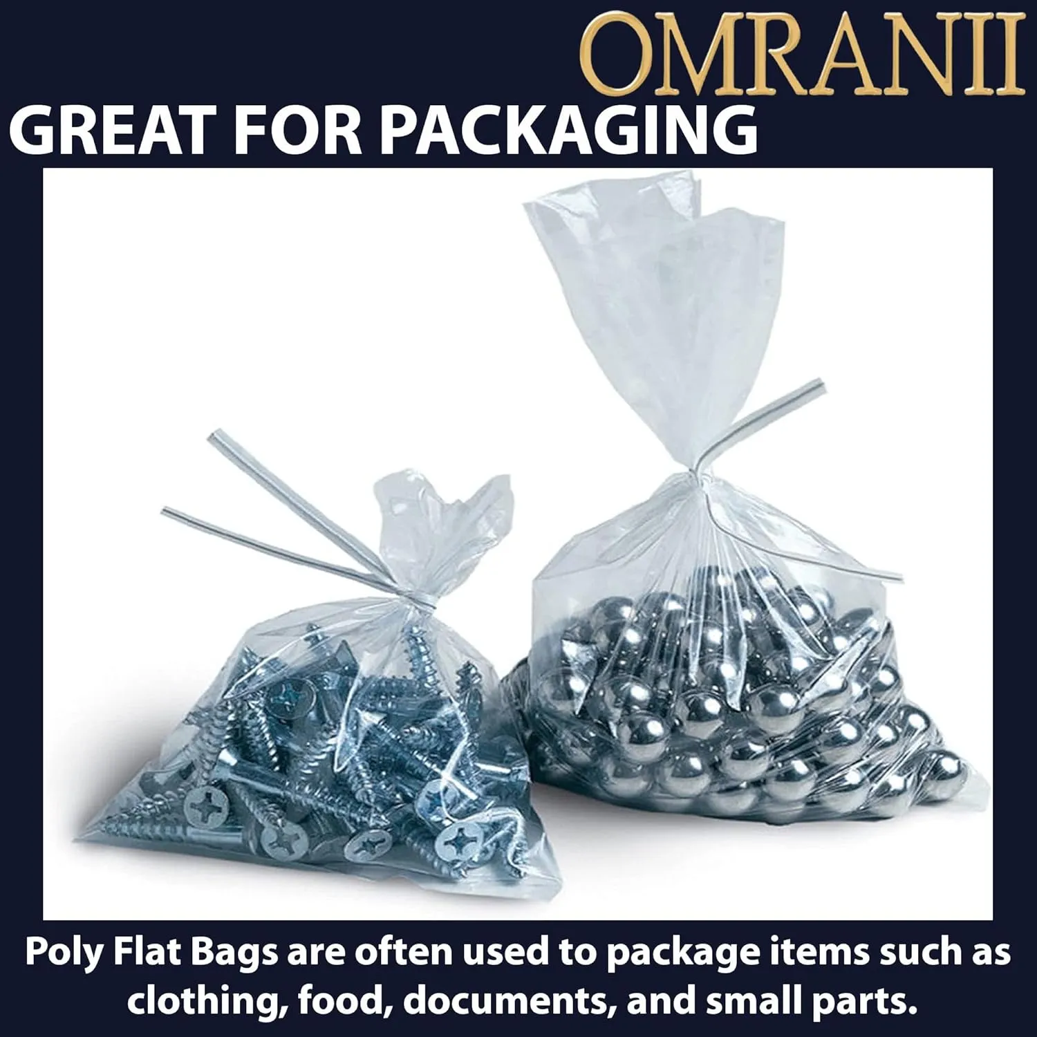 Multiple Sizes Clear Flat Poly Bags, 1.5Mil 7" X 9" & 100 Bags | Low-Density Polyethylene (LDPE), Flat Open Top Plastic Packaging Packing | Flexible and Durable Plastic Bags