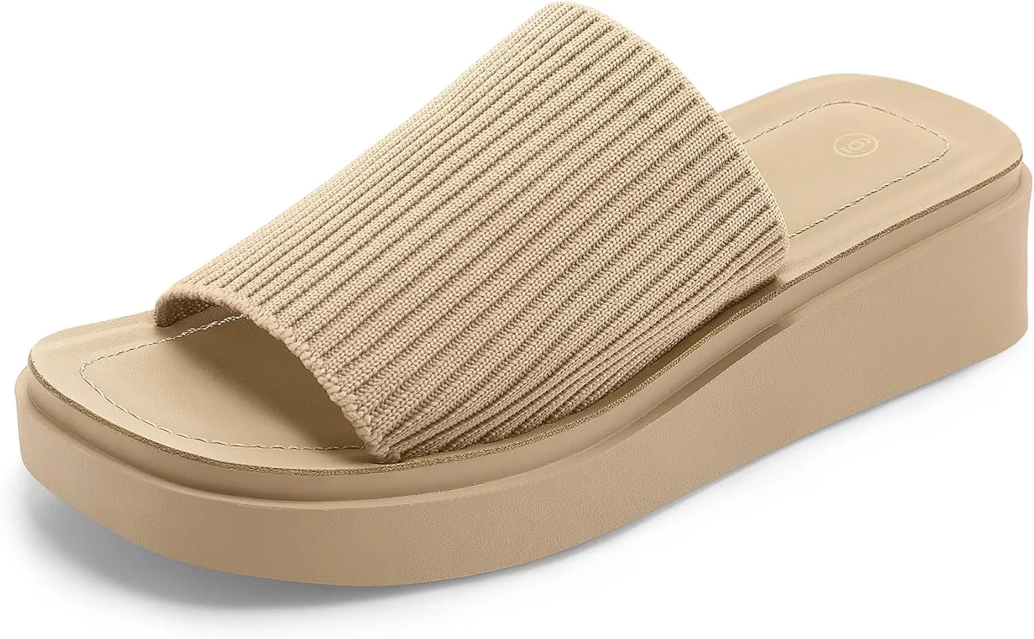 mysoft Women's Platform Sandals 1.8 Inch Slip On Comfortable Knit Open Toe Flatform Chunky Slide Sandals
