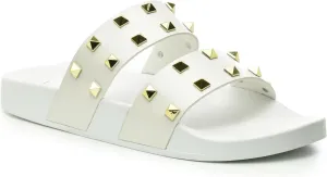 Nicole Miller Womens Janet Slide Sandals with Studded Design