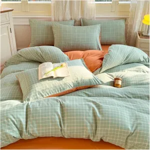 Nordic Bed Bedding Sets Plaid Duvet Cover Set Quilt Cover Bed Sheet Quilt Sets Queen Size Comforter Sets,All Season Comforter,B,Twin