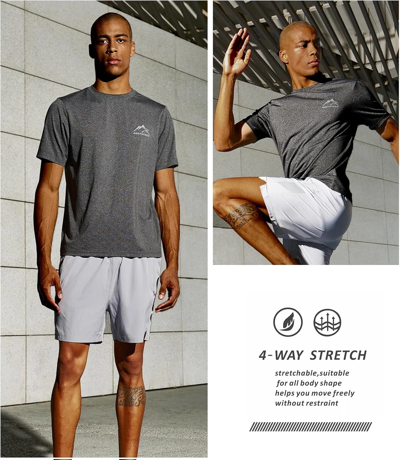 NORTHYARD Men's UPF 50  Sun Protection Shirts Swim SPF UV Quick Dry Short Sleeve T-Shirts for Athletic Fishing Rash Guard