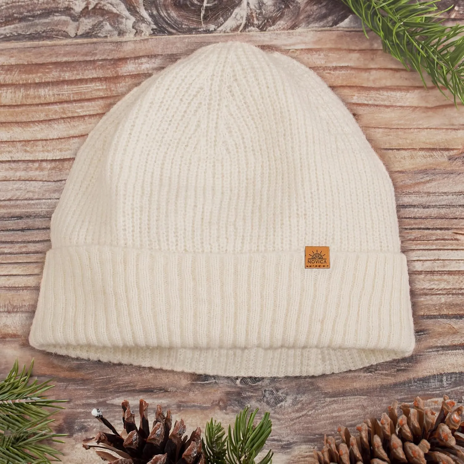NOVICA Unisex Fall Winter Soft Alpaca Wool Blend Knit Beanie Hat