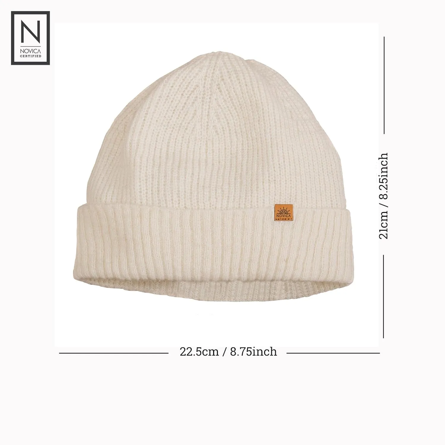 NOVICA Unisex Fall Winter Soft Alpaca Wool Blend Knit Beanie Hat
