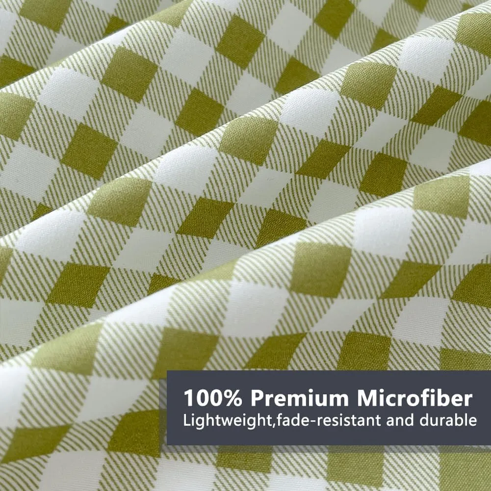 NSNLGSGC Sage Green Gingham Twin Sheet Set, Soft Brushed Microfiber Plaid Twin Bed Sheets, 3-Pieces Sheet Set with Deep Pocket