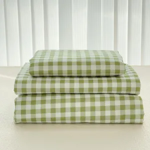 NSNLGSGC Sage Green Gingham Twin Sheet Set, Soft Brushed Microfiber Plaid Twin Bed Sheets, 3-Pieces Sheet Set with Deep Pocket